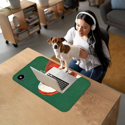 Heated Mouse Pad with 3 Temperature Settings(104°F–122°F),Large 24x14.2 Inch PU Leather Heated Desk Mat,Waterproof Warming Pad for Office,Gaming & Cold Hands Relief,Santa Christmas