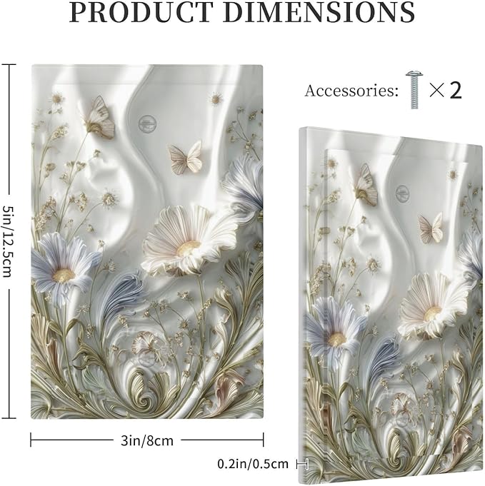 Artistic Flowers Floral Plant No Device Single Blank Decorative Light Switch Covers Electrical Faceplate Switch Plates for Bathroom Kitchen Home