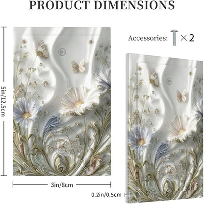 Artistic Flowers Floral Plant No Device Single Blank Decorative Light Switch Covers Electrical Faceplate Switch Plates for Bathroom Kitchen Home