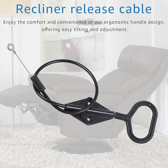 Recliner D Ring Handle Replacement for Recliner Adjustment and Maintenance Lazy Boy, Lazy boy Handle Cable, Release Cable Couch, with 3-inch Exposed Steel Wire O-end 2 Pack