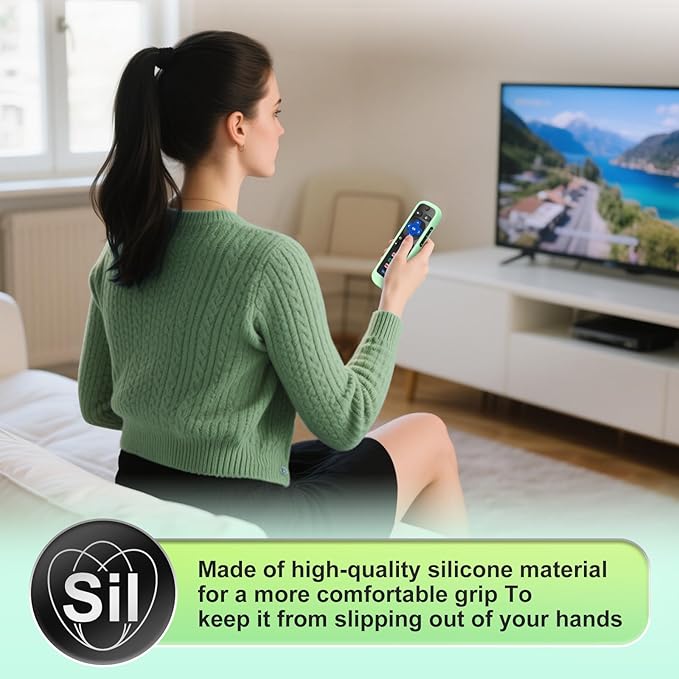for Roku-Remote-Cover,Compatible with All Roku TV Remote Glow in The Dark Silicone Protective Case Blue and Green 2-Pack