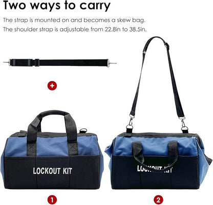 JOJOMARK Lockout Tagout Kit - Clamp-On Circuit Breaker Lockout, Group Lockout Hasps, Lockout Tag, Universal Multi- Pole Breaker with Pocket Bag (Blue Bag kit)
