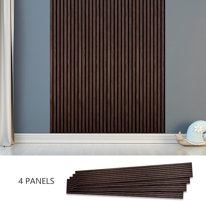 Wood Panels for Wall - Oak Acoustic Wall Panels - 4PK Wall Wood Panels - 94.49” x 12 - Soundproof Wall Panels for Decor - Acoustic Slat Wood Wall Panels for Interior Decoration of Walls (Oak) (Walnut)