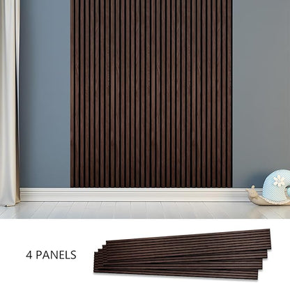Wood Panels for Wall - Oak Acoustic Wall Panels - 4PK Wall Wood Panels - 94.49” x 12 - Soundproof Wall Panels for Decor - Acoustic Slat Wood Wall Panels for Interior Decoration of Walls (Oak) (Walnut)