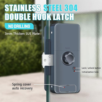 Sliding Swing Door Smart Lock for Glass Door Keyless Entry Digital Door Locks, Fingerprint/APP/Password/Card/Key Five in One WiFi Lock for Office,Home,Hotel,Apartment