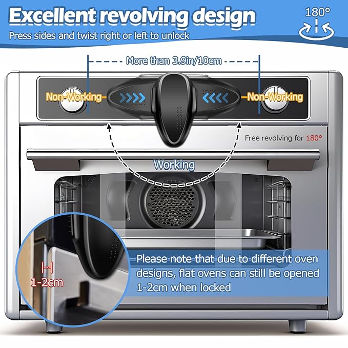 Oven Lock Child Safety (2Pack), Childproof Oven Door Lock, MCOTOP Oven Safety Lock, Heat-Resistant Material no Tools Need or Drill, Oven Door Lock Child Safety Easy to Install (Black)