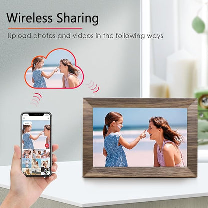 Canupdog WiFi Digital Picture Frame 10.1 Inch, IPS Touch Screen Smart Cloud Digital Photo Frame with 16GB Storage, Wall Mountable, Auto-Rotate, Share Photos from Anywhere Via App