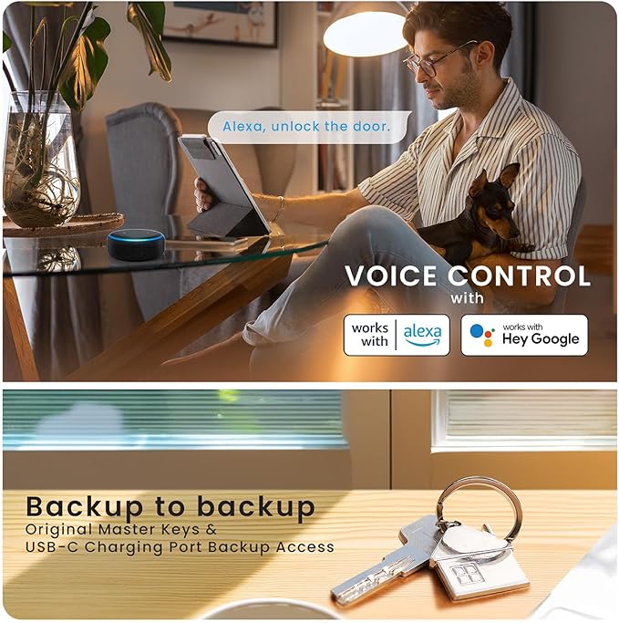 Lockly Smart Lock Secure Pro (2025 Latest Version),Fingerprint Door Lock, Keyless Entry, Built-in Wi-Fi Latch, PIN Genie Keypad (Silver)