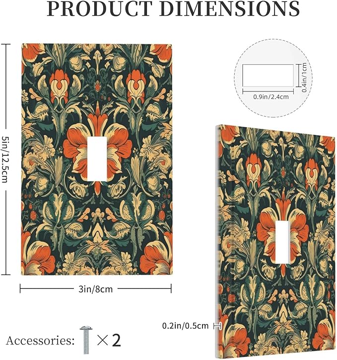 Light Switch Cover William Morris Abstract Floral Plant Pattern Orangeyellowgreen 1 Gang Single Toggle Device Electrical Faceplate Switchplates Decorator Outlet Wall Plate for Bedroom