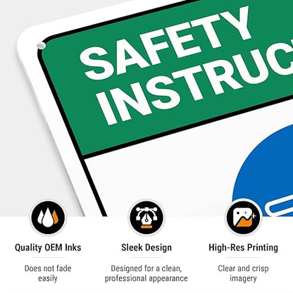 Safety Instructions Body Harness Required for Entry Sign, 10x14 Inches, Rust Free .040 Aluminum, Fade Resistant, Made in USA by Sigo Signs