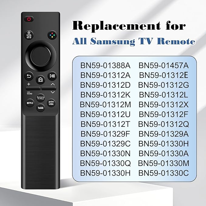 [2 Pack] Universal Replacement for Samsung TV Remote Control, BN59-01484A Compatible with All Samsung Smart TV, QLED, 4K, 8K, Frame, Curved, LED, LCD HDTV Models (2019-2025), No Setup Required