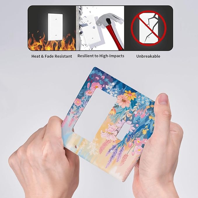 Outlet Covers Colorful Watercolor Flowers Wildflower Plants 1 Toggle 1 Rocker Combo Light Switch Cover Plate Decorative Switch Plate Covers Electrical Wall Plate for Bathroom Home Decor