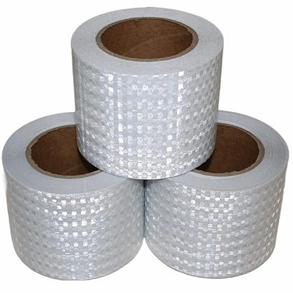 White Reflective Tape Outdoor Waterproof 4 inch Wide, High Visibility Warning Industrial Marking Tape,Safety Stickers (68 feet,3 Rolls)