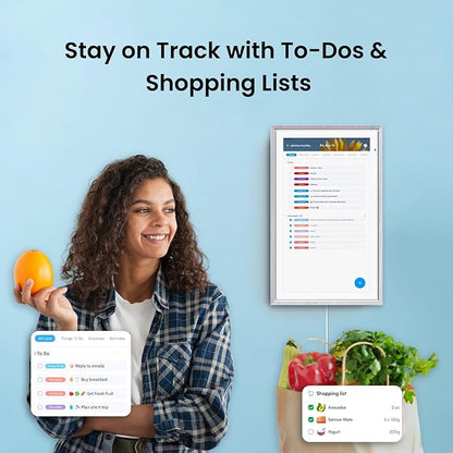 ApoloSign 15.6-inch Digital Calendar: Dual Mode Calendars with Google Play & Multi-calendar Sync, Electronic Planner & Chore Chart, Smart Touchscreen, Interactive Display for Family Schedules (Gray Wood, 15.6")