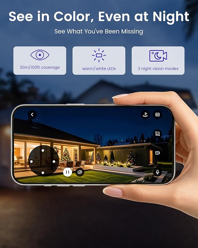 Smart 4K 8CH Home Security Camera System, 4pcs Wired PoE IP Cameras Outdoor with Person/Vehicle Detection, 8MP/4K 8CH NVR with 2TB HDD for 24-7 Recording, Full Color Night Vision, 2-Way Talk