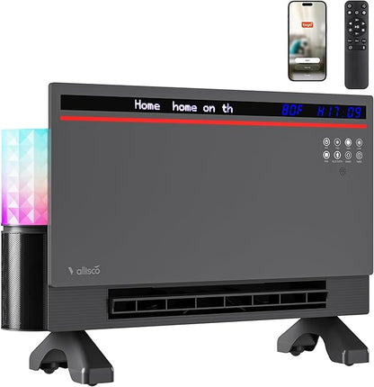 Smart Electric Space Heater with Bluetooth Speaker & RGB Light, App/Remote/Touch Control, Freestanding/Wall Heater, 2 Heat & 2 Fan Modes for All-Season Indoor Use