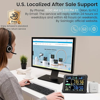 Sainlogic WiFi Smart Weather Station SA1 with 24H/ 7Days Accurate Weather Forecast by Weatherseed® AI, Email & App Notification Alert,Data Storage Export（Only 2.4G）