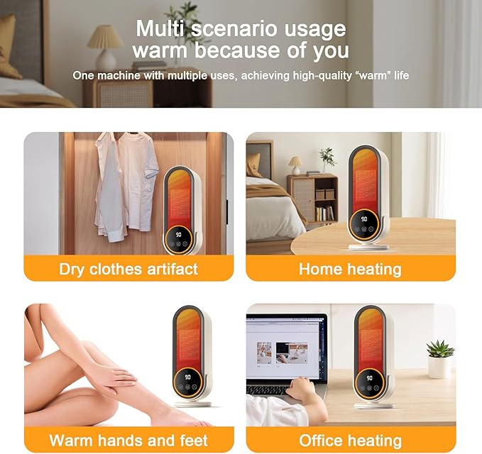 Space Heater Indoor - Energy Efficient Portable Heater with Adjustable Thermostat,1200W PTC Rapid Heating Ceramic Technology with Remote,Intelligent Timing (White, E68S Remote Control)