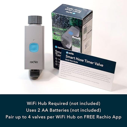 Rachio Smart Hose Timer (1 Valve Only) – App-Controlled Outdoor Faucet Timer, Quick Install & Scheduling, Expandable System - Requires WiFi Hub