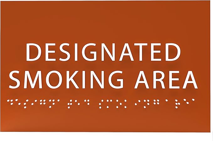 6" X4" Designated Smoking Area Sign - ADA Compliant Tactile Graphics Grade 2 Braille Text | Smoking Permitted Wall Signs for Offices, Private Businesses, Schools, and Restaurants