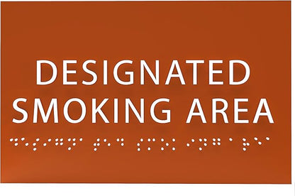 6" X4" Designated Smoking Area Sign - ADA Compliant Tactile Graphics Grade 2 Braille Text | Smoking Permitted Wall Signs for Offices, Private Businesses, Schools, and Restaurants