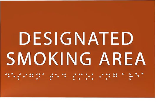 6" X4" Designated Smoking Area Sign - ADA Compliant Tactile Graphics Grade 2 Braille Text | Smoking Permitted Wall Signs for Offices, Private Businesses, Schools, and Restaurants