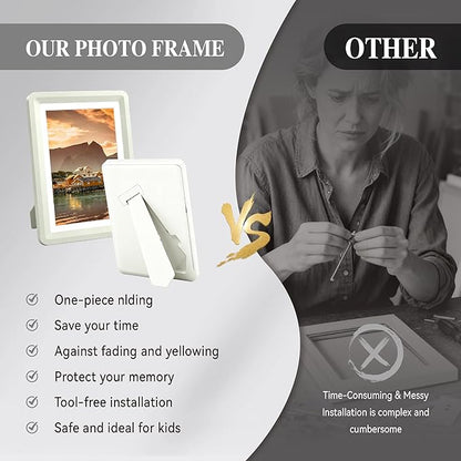 Light Gray 5x7 Picture Frame with Acrylic Front 6 Pack, ABS Frame for 5x7 or 4x10 Photos, Shatterproof UV-Resistant Tabletop Photo Frame, Vertical/Horizontal Display for Home Décor