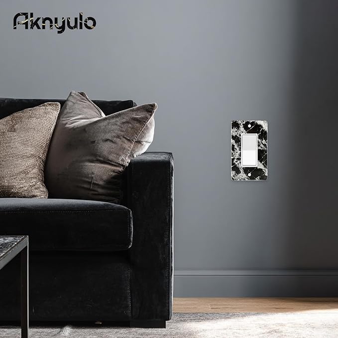 Black White Marble Pattern Acrylic Switch Plates And Outlet Covers Wall Plates Light Switch Cover Plate Acrylic Decorative Outlet Switch Cover Wall Plate Outlet Cover