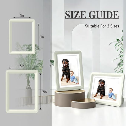 Light Gray 5x7 Picture Frame with Acrylic Front 4 Pack, ABS Frame for 5x7 or 4x9 Photos, Shatterproof UV-Resistant Tabletop Photo Frame, Vertical/Horizontal Display for Home Décor