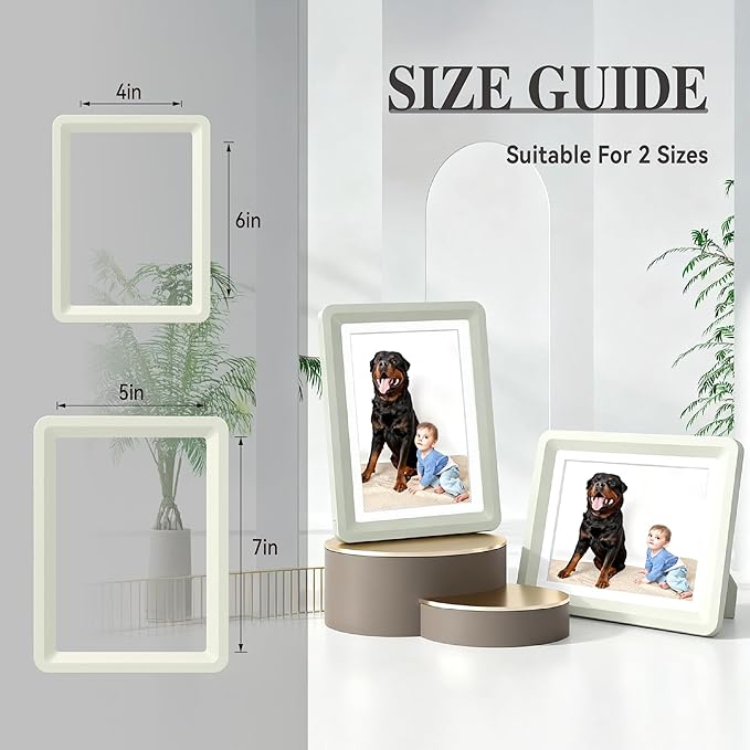 Light Gray 5x7 Picture Frame with Acrylic Front 3 Pack, ABS Frame for 5x7 or 4x8 Photos, Shatterproof UV-Resistant Tabletop Photo Frame, Vertical/Horizontal Display for Home Décor