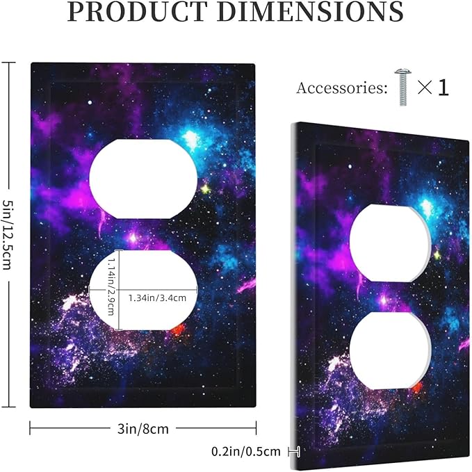 Outer Space Colorful Starry Sky Galaxy Planet Outlet Covers 1 Gang Duplex Light Switch Cover Decorative Switch Plates Electrical Receptacle Faceplate Wall Plate for Bed Room Living Room Decor