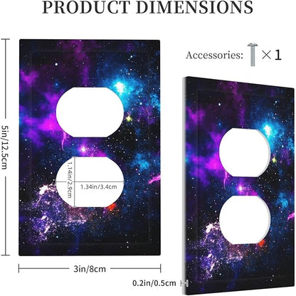 Outer Space Colorful Starry Sky Galaxy Planet Outlet Covers 1 Gang Duplex Light Switch Cover Decorative Switch Plates Electrical Receptacle Faceplate Wall Plate for Bed Room Living Room Decor