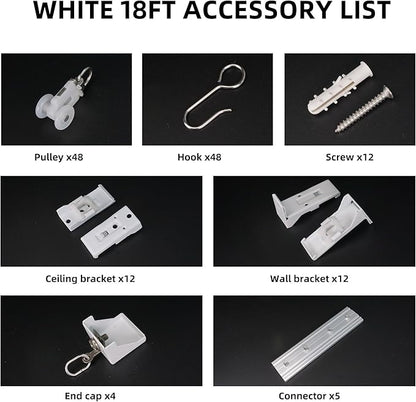 Curtain Track for Ceiling or Wall, Heavy Duty Aluminum Alloy with Smooth Sliding, Easy to Install, White, 3ft To 18ft