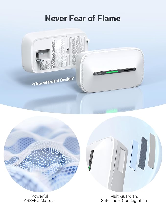 Ecoey Carbon Monoxide Detectors Plug-in with Advanced Electrochemical Sensor 10 Year Carbon Monoxide Detector Foldable Plug with Battery Backup CO Detector for Home and Kitchen FJ146A, 1 Pack