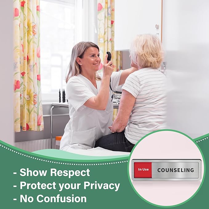 Counseling Room Door Sign with Slider, Do Not Disturb Privacy Office Sign, In Use/Available Acrylic Sliding Indicator for Business Hospital Home, Brushed Silver 8" x 2.6"