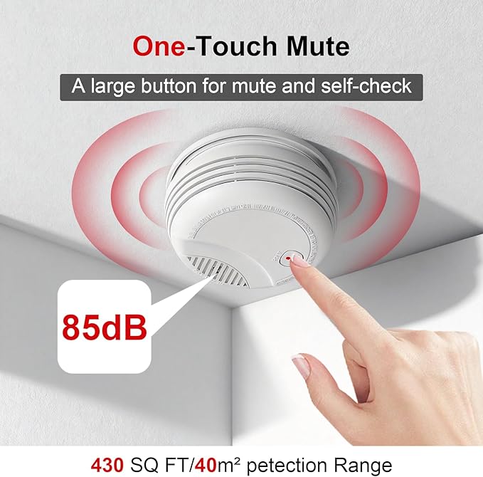 4 Pack Wireless Smoke Detectors for Home,Photoelectric Wireless Fire Alarms 10 Year Battery Powered Design(not Included),Portable Operated for Travel,Attic Fire Alarm Universal RV Smoke Detector
