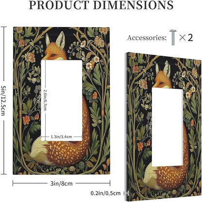 Fox Morris Plants Flowers Vine Colorful Floral Decorative Outlet Covers 1 Gang Single Rocker Light Switch Cover Plate Wall Plates Gfci Faceplate For Bed Room Living Room Decor