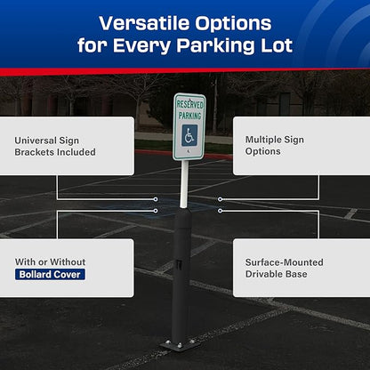 Impact Recovery - Sta-Rite Flexible Sign Post - Sign Holder for Handicap Parking Signs - Made in the USA - 78” with Black Bollard