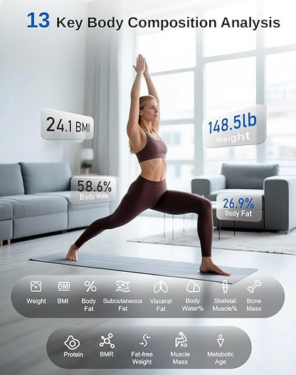 GE Smart Scale for Body Weight and Fat, Digital Bathroom Scales with LED Display BMI Body Fat - Bluetooth 13 Body Composition Monitor for Muscle Mass People with App, Accurate 400lb Weighing