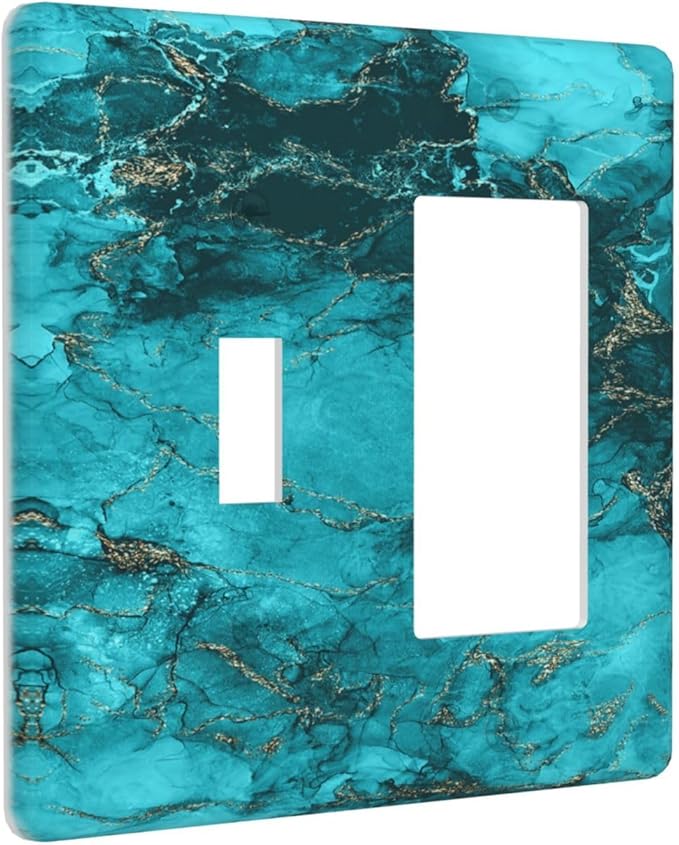 Decorative Outlet Covers Modern Abstract Turquoise Blue Marble Texture 2 Gang 1 Gang Wall Plate Single Toggle Rocker Light Switch Covers Switch Plate Cover for Bathroom Home Decor