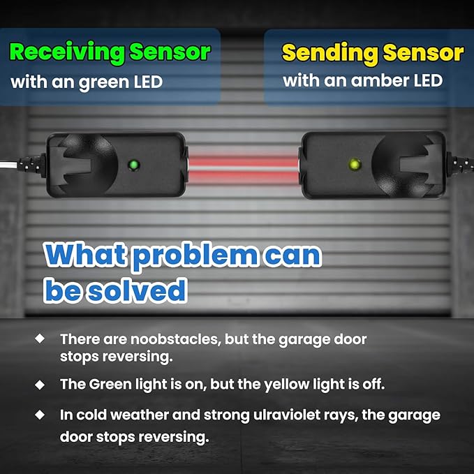 41A5034 Garage Door Sensor Replacement Compatible with Liftmaster, Craftsman, Chamberlain Openers Made After 1997, 41A5034 Garage Safety Sensor Kit Replace G801CB-P, No Bracket