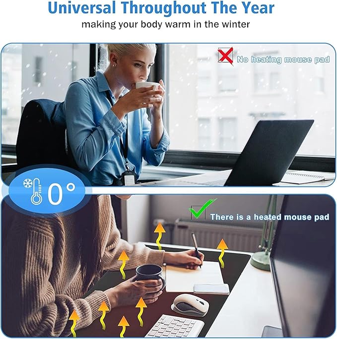 Heated Desk Pad Mouse Pad - Warm Desk Pad,Electric Heating Pad with 3 Heating Levels & 4 Hours Auto Shut-Off,31.5 x 13 inchExtended Edition Gaming Mou