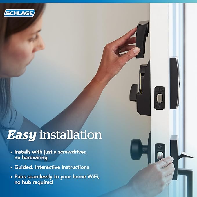 SCHLAGE BE489WB GRW 625 Encode WiFi Deadbolt Smart Lock, Keyless Entry Touchscreen Door Lock with Greenwich Trim, Bright Chrome