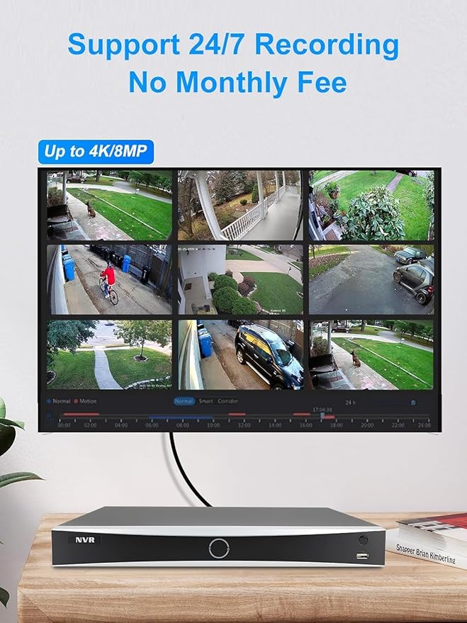 Anpviz 4K 8MP 32 Channel NVR POE Security Systems, 32CH 4K H.265+ NVR with 8TB HDD, 24pcs Smart Dual Light 8MP IP Cameras Outdoor with Audio Business Security System, Wide Angle, 98ft Night Vision