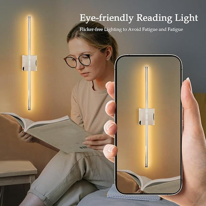 LED Wall Sconce with Remote Control, LED Wall Light, 5 Colors 3000K-6500K & Dimmable, Hardwire Wall Lamp for Living Room, Bedroom, Chrome