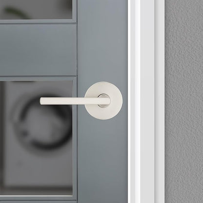 Kwikset Halifax Interior Passage Door Knob, Round Handle for Closet and Hallway Doors, Non-Locking Doorknob in Satin Nickel, with Microban Protection