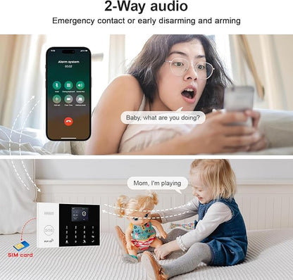 PGST Alarm System for Home Security,WiFi/4G Alarm System with Instant App Alerts&Auto Alarm Dial,Smart Life Tuya APPDoor/Window Sensors Compatible with Alexa,NO Monthly Fees Easy to Install