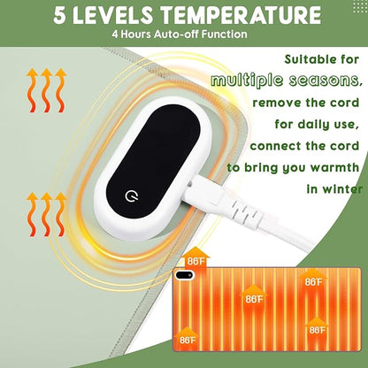 Konohan Heated Large Desk Mat PU Leather Warm Mouse Pad with 5 Heating Level & 4 Hour Auto Shut-Off Heating Keyboard Pad Warmer Gaming Mice Mat Only Supports 110v(Gray-Green Color,31.5" X 13")