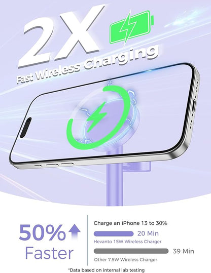 2025 3 in 1 Wireless Charging Station for Apple MagSafe Charger, 15W Fast Magnetic Mag-Safe Charger Stand for iPhone 17 16 15 14 13 12 Watch AirPods, 2 Pack(Adaptor Not Included)