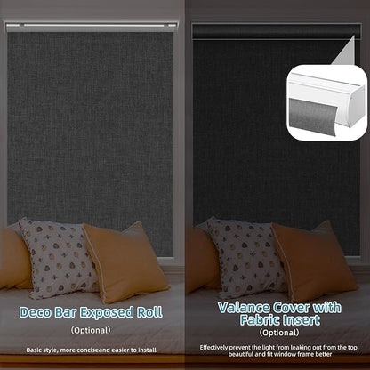 SmartWings Motorized Smart Blinds with Remote, Automatic Blackout Roller Shade Work with Alexa Homekit Thread Google Z-Wave, Electric Blind for Window, Custom Width Up to 110" W,Bouvardia Medium Grey